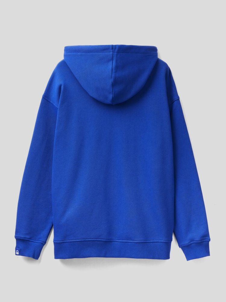 Benetton Zip-up Katoenen Hoodie Heren Blauw | BE600357