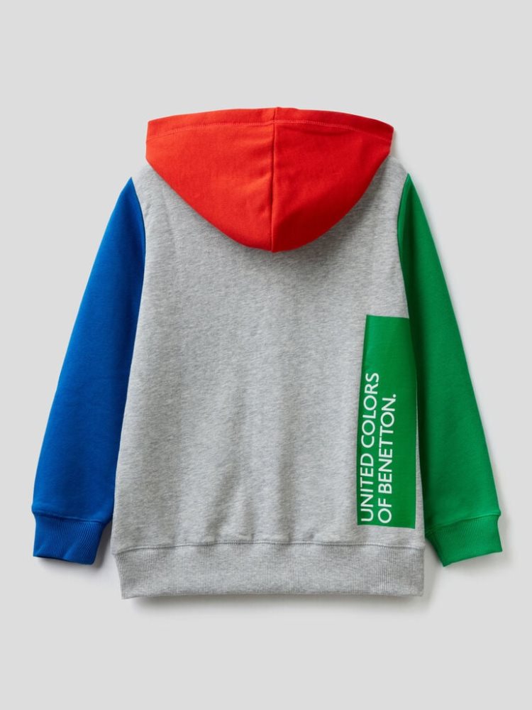 Benetton Zip-up Logo Print Hoodie Kinderen Multi-color | BE713967