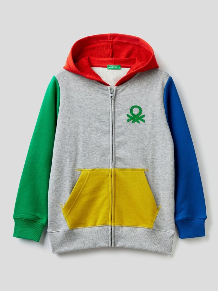 Benetton Zip-up Logo Print Hoodie Kinderen Multi-color | BE713967