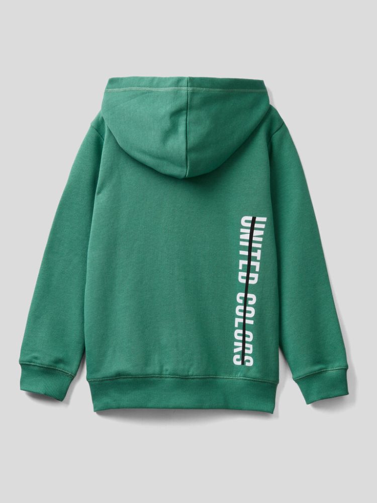 Benetton Zip-up Logo Print Hoodie Kinderen Lichtgroen | BE861247