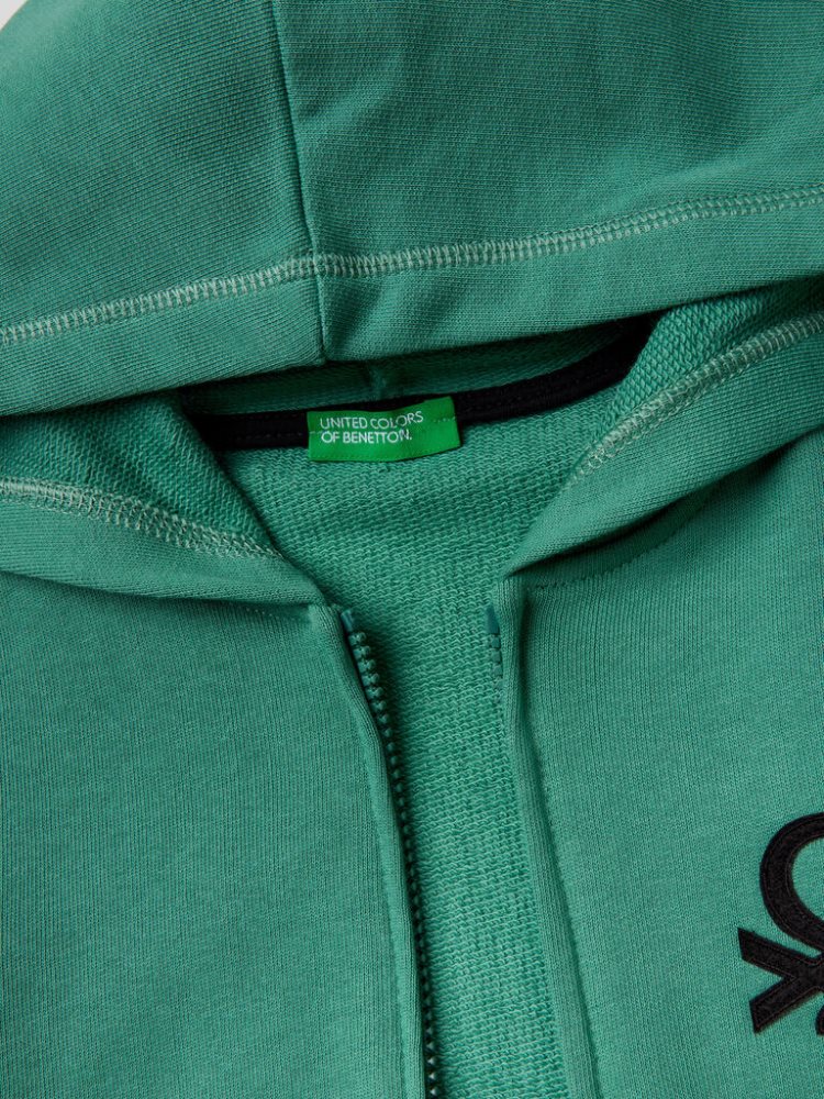 Benetton Zip-up Logo Print Hoodie Kinderen Lichtgroen | BE861247