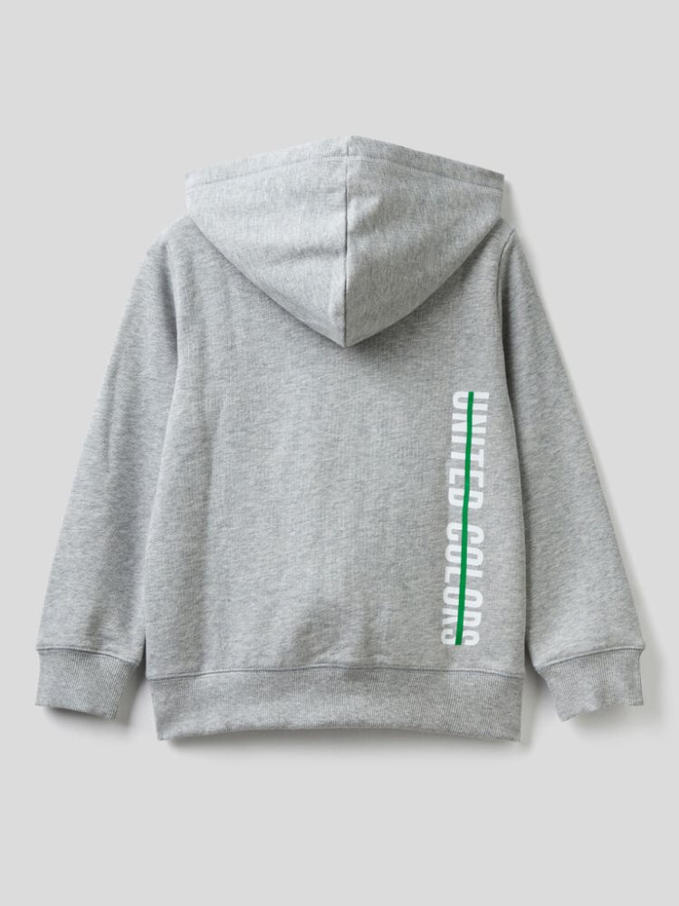 Benetton Zip-up Logo Print Hoodie Kinderen Grijs | BE939714