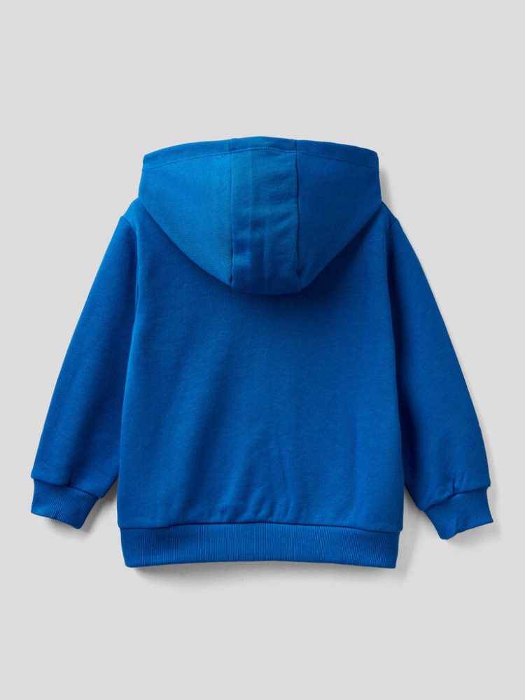 Benetton Zip-up Organic Katoenen Hoodie Kinderen Blauw | BE015196