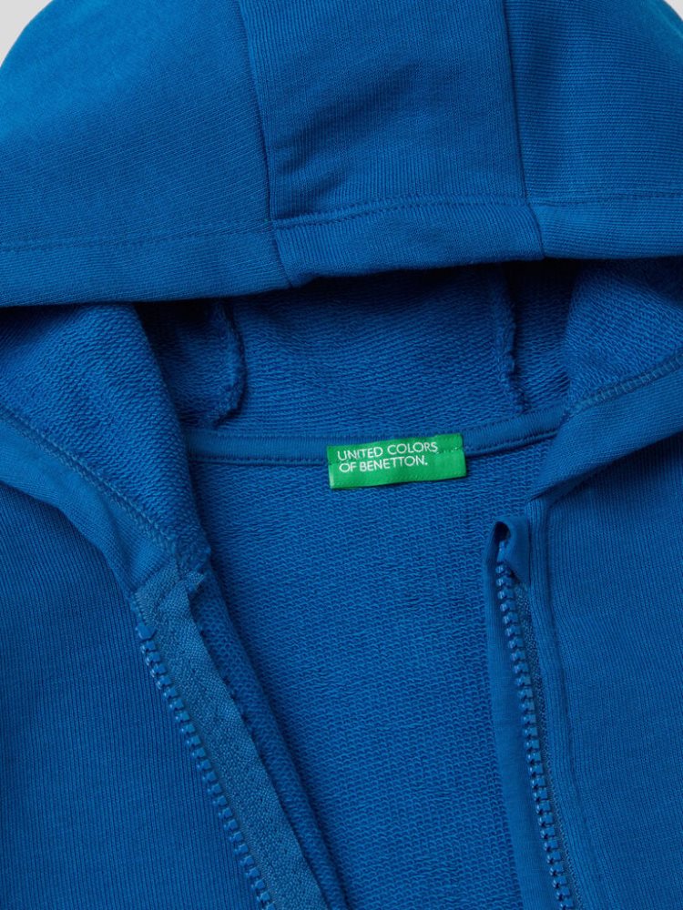 Benetton Zip-up Organic Katoenen Hoodie Kinderen Blauw | BE015196