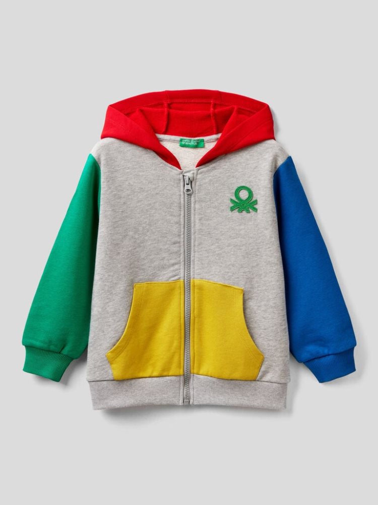 Benetton Zip-up Organic Katoenen Hoodie Kinderen Multi-color | BE045878