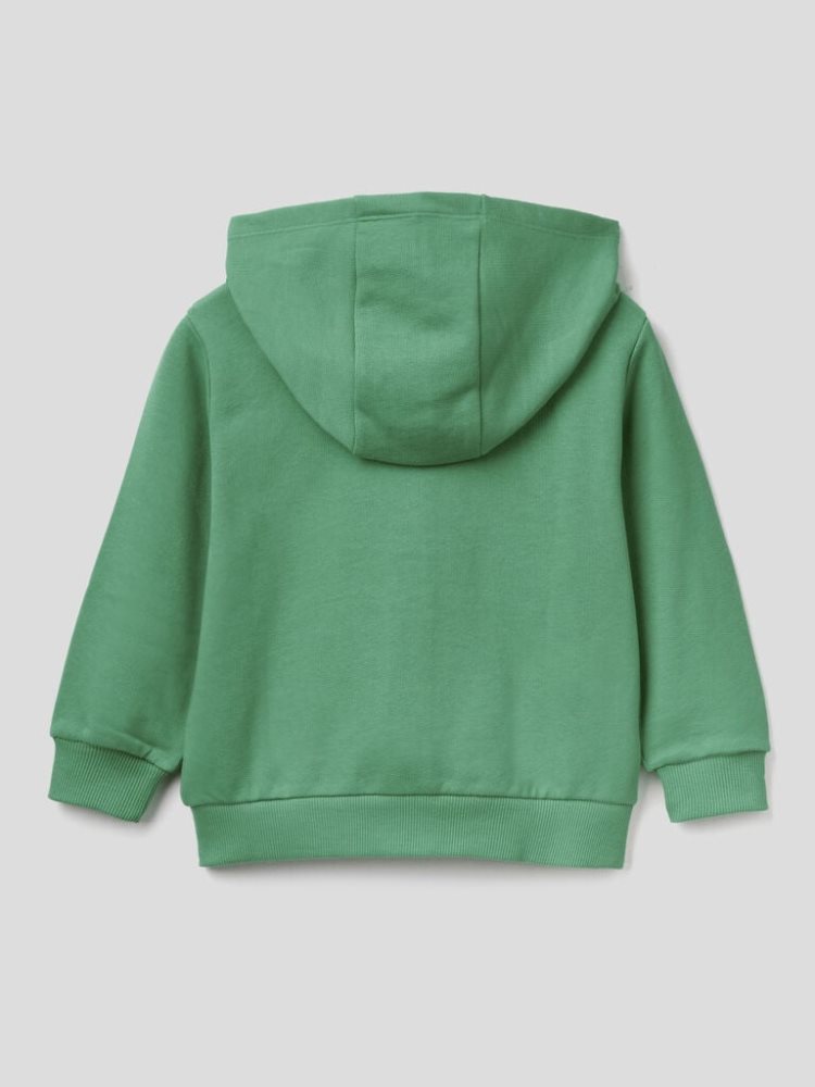 Benetton Zip-up Organic Katoenen Hoodie Kinderen Lichtgroen | BE454692