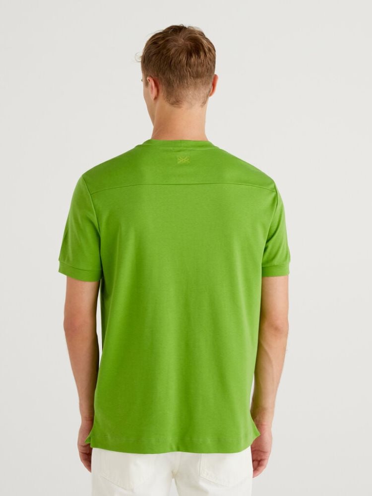 Benetton Zipped Pocket Short Sleeve T-shirts Heren Lichtgroen | BE984459